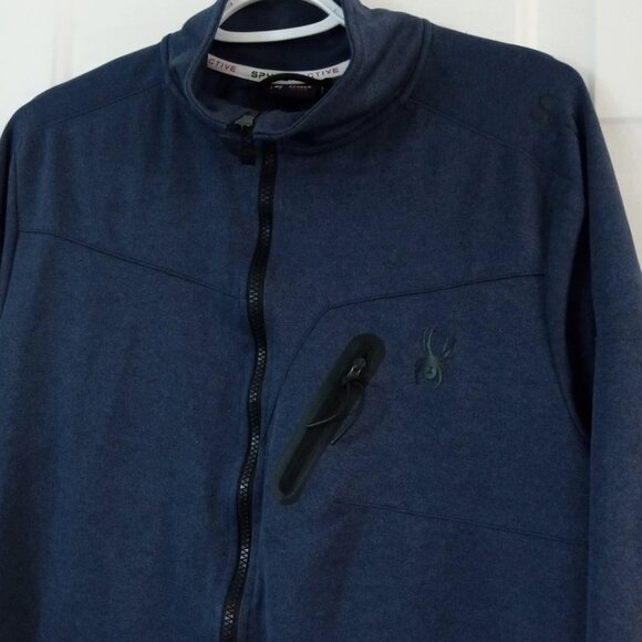 Spyder Active Proweb Full Zip Jacket Men's Blue Medium Pockets Logo - Picture 2 of 8